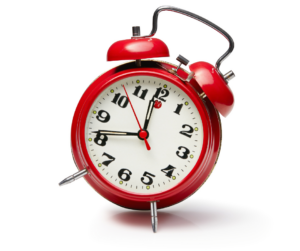 Czerwony zegar wskazujący godzinę 8.00