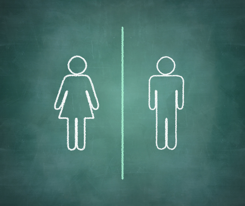 rysunek postaci kobiety i mężczyzny na tablicy